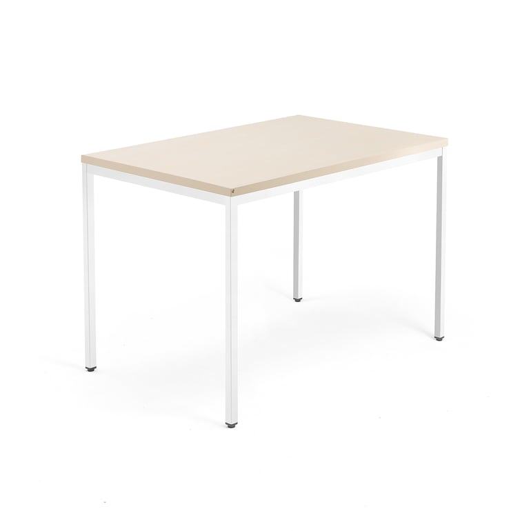 Levně Psací stůl QBUS, 4 nohy, 1200x800 mm, bílý rám, bříza