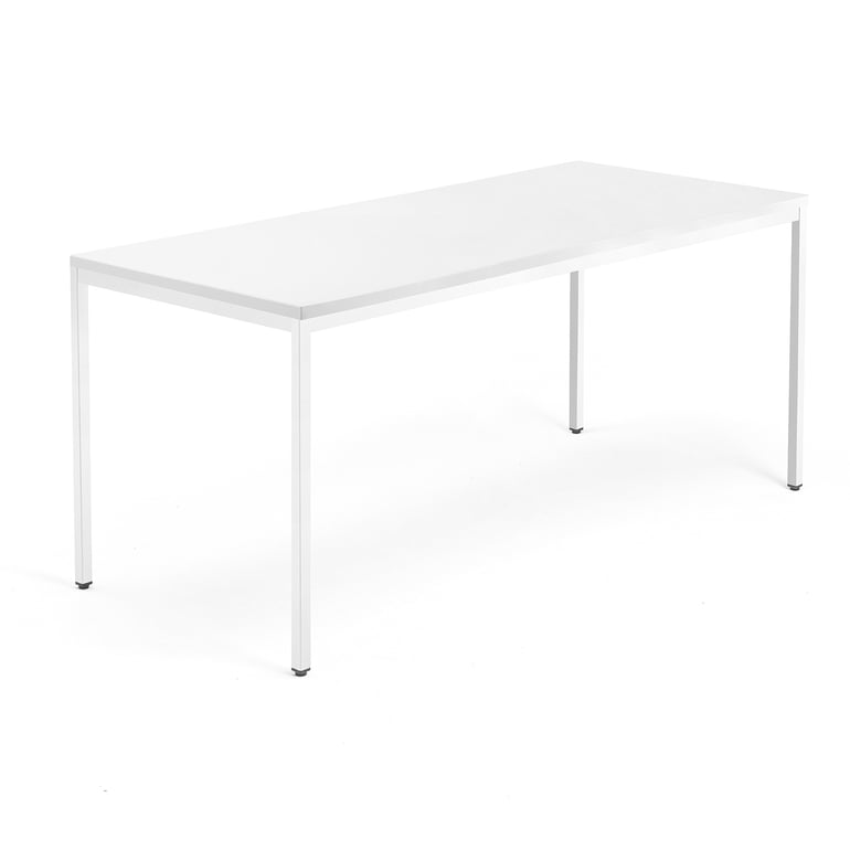 Levně Psací stůl QBUS, 4 nohy, 1800x800 mm, bílý rám, bílá