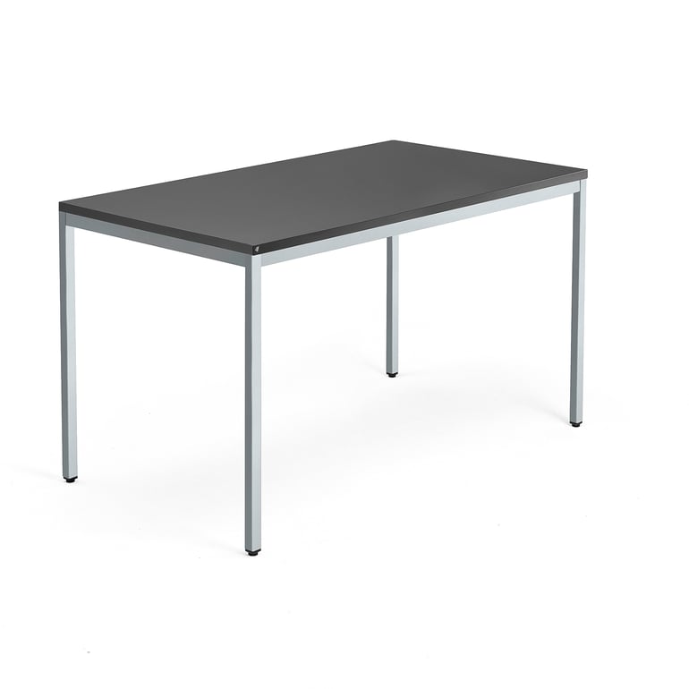 Levně Psací stůl QBUS, 4 nohy, 1400x800 mm, stříbrný rám, černá