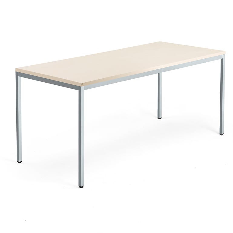 Levně Psací stůl QBUS, 4 nohy, 1800x800 mm, stříbrný rám, bříza