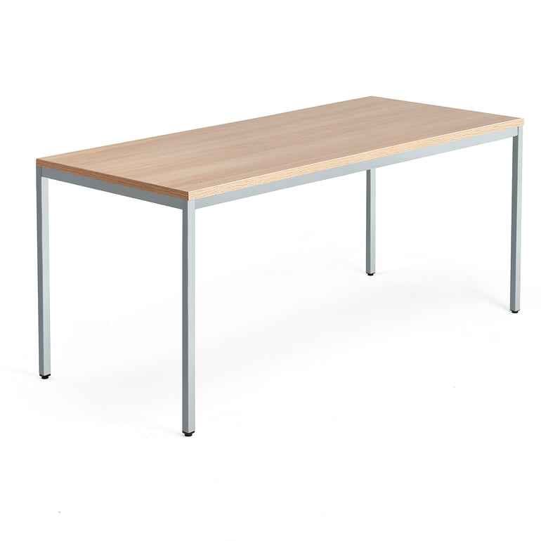 Levně Psací stůl QBUS, 4 nohy, 1800x800 mm, stříbrný rám, dub