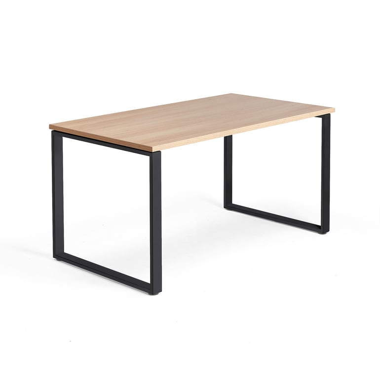 Levně Psací stůl QBUS, O-podnož, 1400x800 mm, černý rám, dub