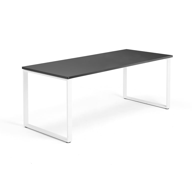Kancelársky pracovný stôl QBUS, O-rám, 1800x800 mm, čierna/biela