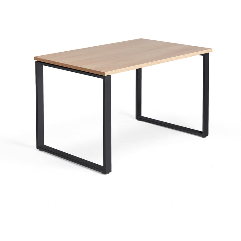 Levně Psací stůl QBUS, O-podnož, 1200x800 mm, černý rám, dub