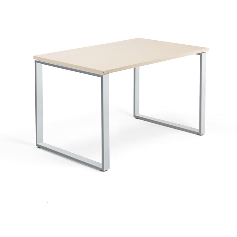 Levně Psací stůl QBUS, O-podnož, 1200x800 mm, stříbrný rám, bříza