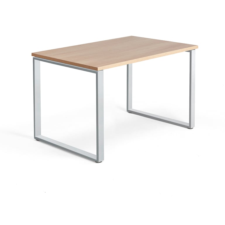 Levně Psací stůl QBUS, O-podnož, 1200x800 mm, stříbrný rám, dub