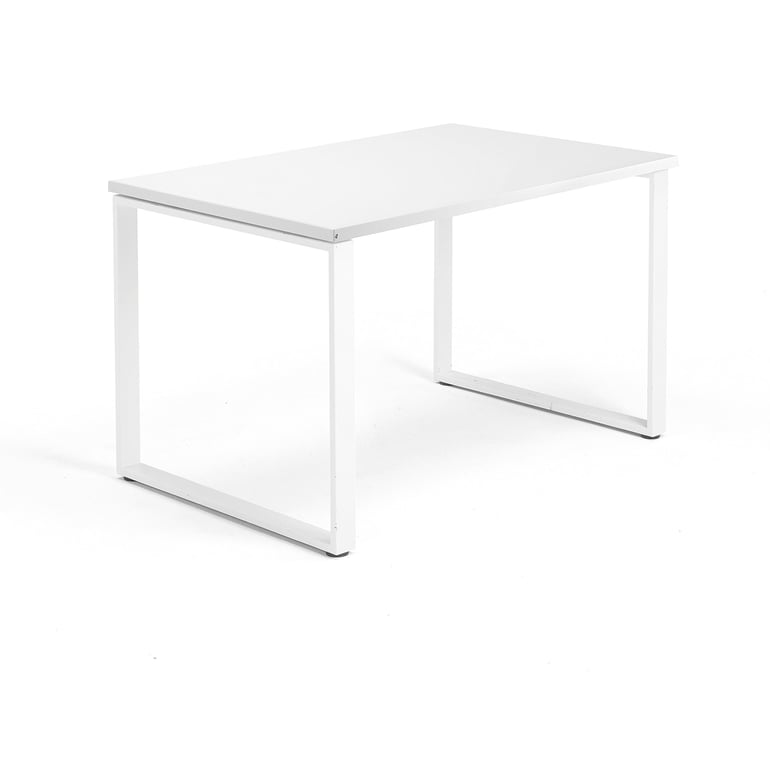 Kancelársky pracovný stôl QBUS, O-rám, 1200x800 mm, biela/biela