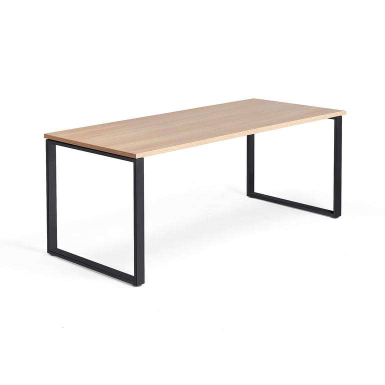 Levně Psací stůl QBUS, O-podnož, 1800x800 mm, černý rám, dub