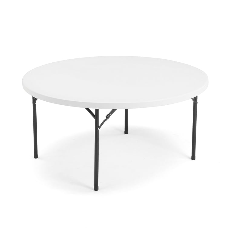 Levně Kulatý skládací stůl MIKA, Ø1520 mm, plastová deska, černá konstrukce