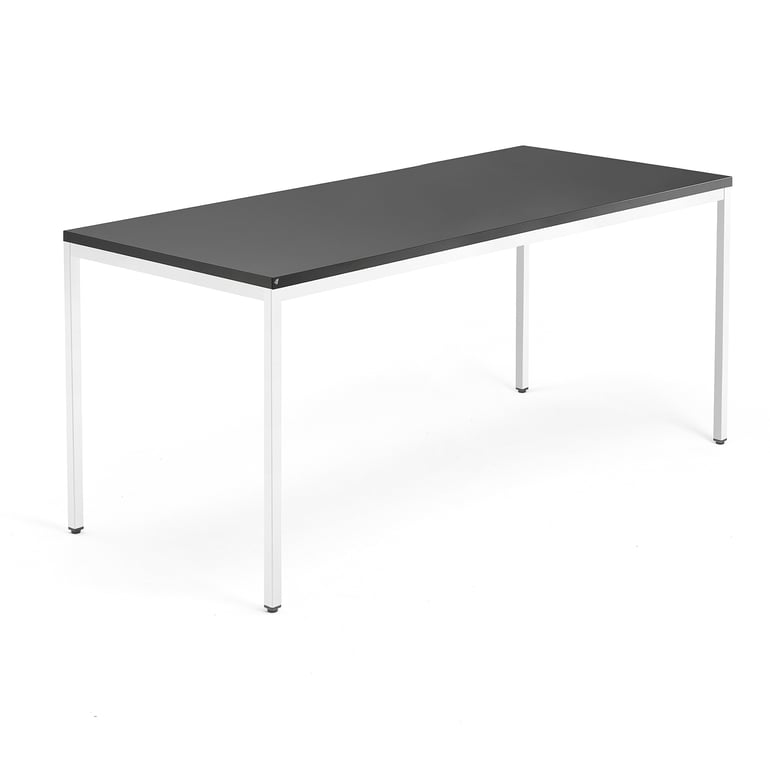 Levně Psací stůl QBUS, 4 nohy, 1800x800 mm, bílý rám, černá