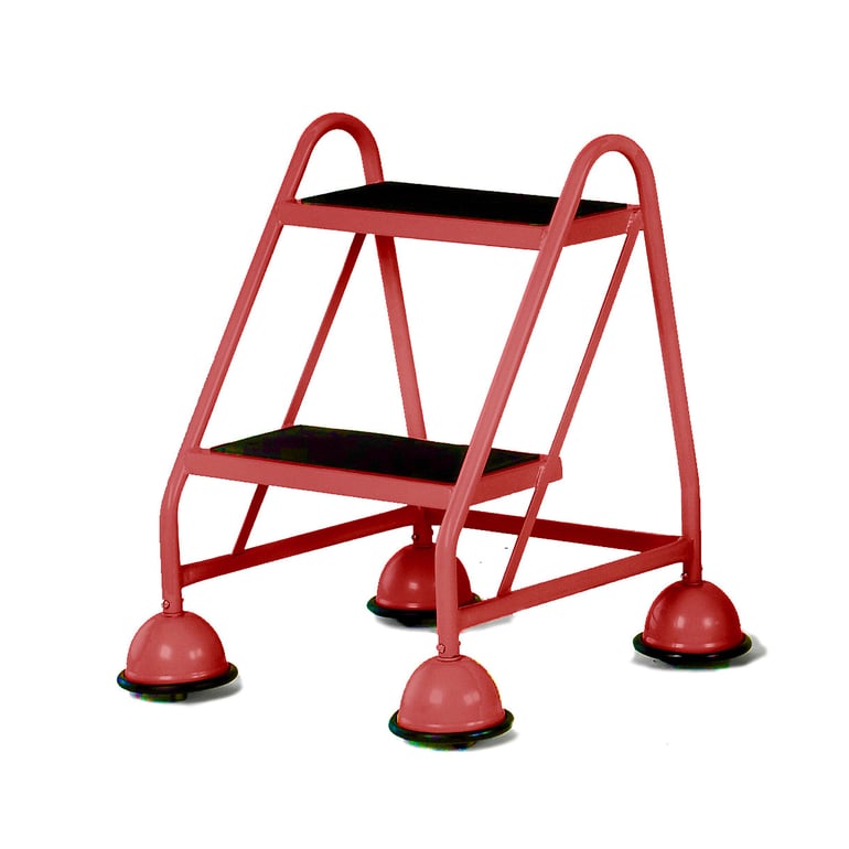 Mobile steps, anti-slip, no handrail, 2 treads, H 508 mm, red | AJ ...