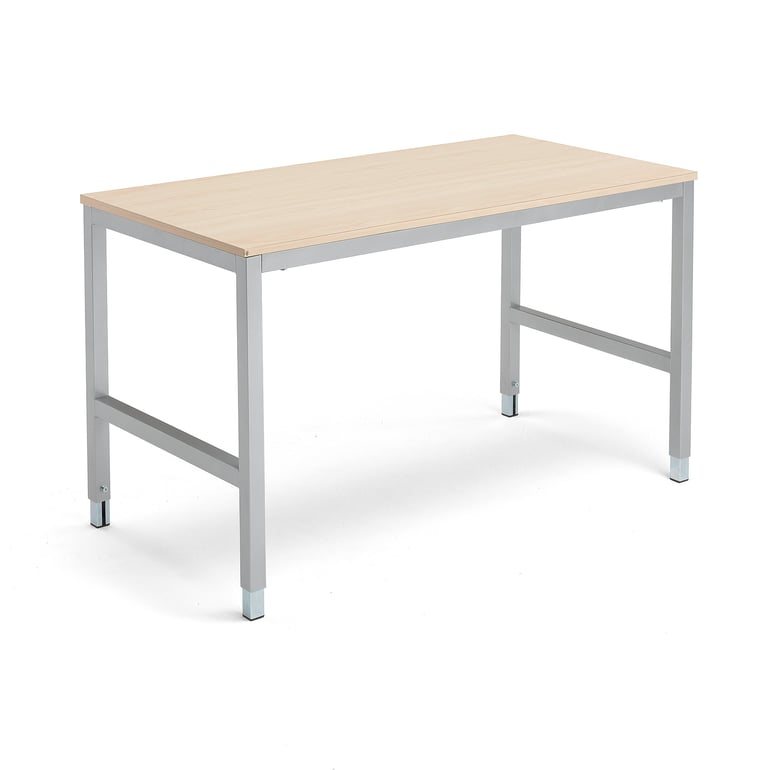 Work table OPTION, 1400x700x720-900 mm, birch, silver | AJ Products IE