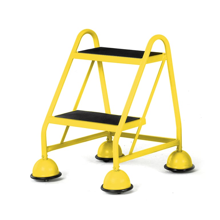 Mobile steps, rubber, no handrail, 2 treads, H 508 mm, yellow | AJ ...