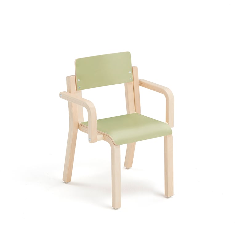 Detská stolička DANTE, s podrúčkami, výška 310 mm, breza/zelená