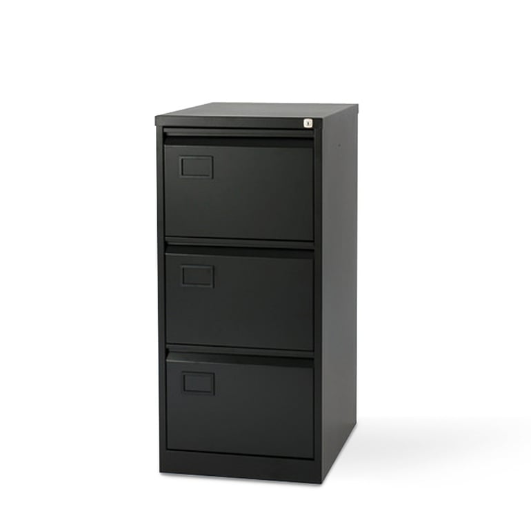 Bisley foolscap filing cabinet, 3 drawers, black | AJ Products UK
