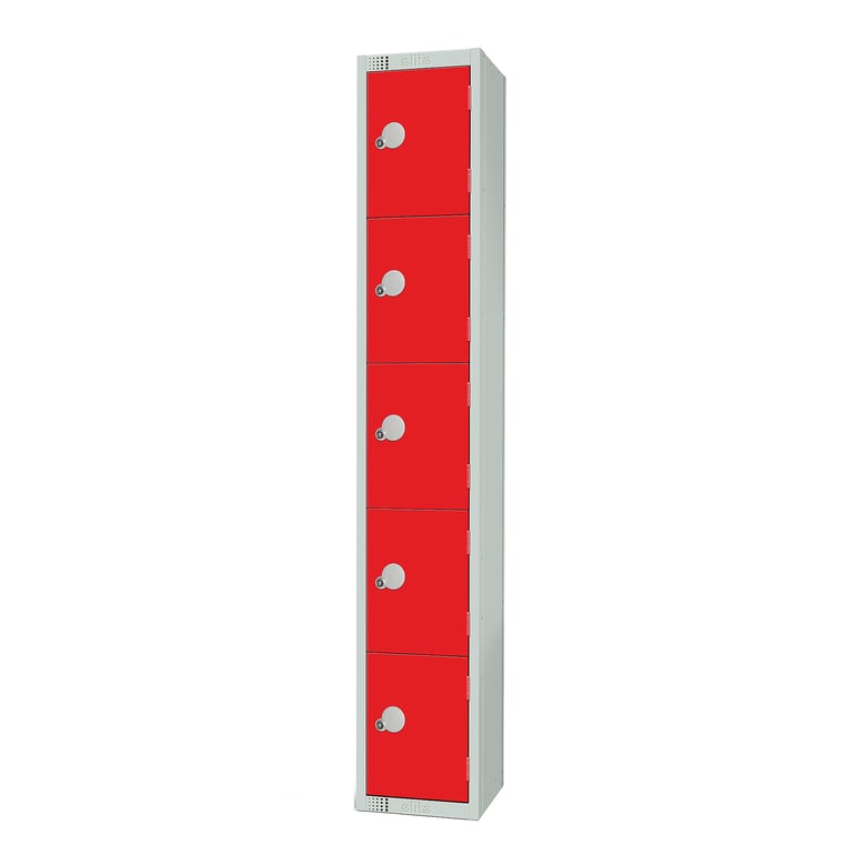 Elite locker, 5 door, 1800x300x450 mm, red | AJ Products IE