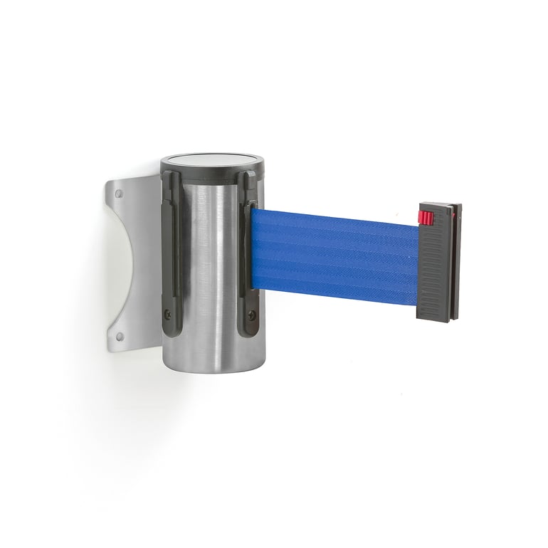 Levně Zahrazovací pás, 2300 mm, nástěnná kazeta, broušená ocel, modrý pás