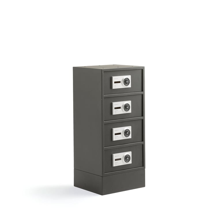 Levně Bezpečnostní skříňka VALUE, 4 oddělené boxy s elektronickým kódovým zámkem