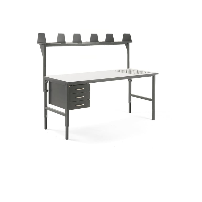 Levně Pracovní stůl CARGO, s kuličkami, 2000x750 mm, 3 zásuvky + vrchní police