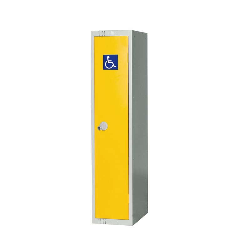 Disability locker, 1 door, 1370x300x300 mm, yellow | AJ Products UK