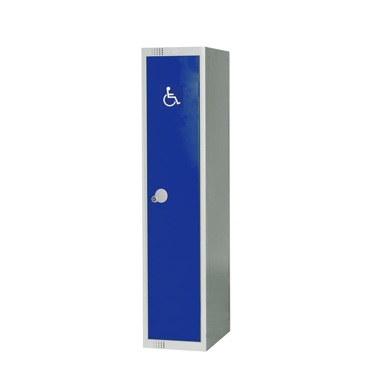 Disability locker, 1 door, 1370x300x450 mm, dark blue | AJ Products UK