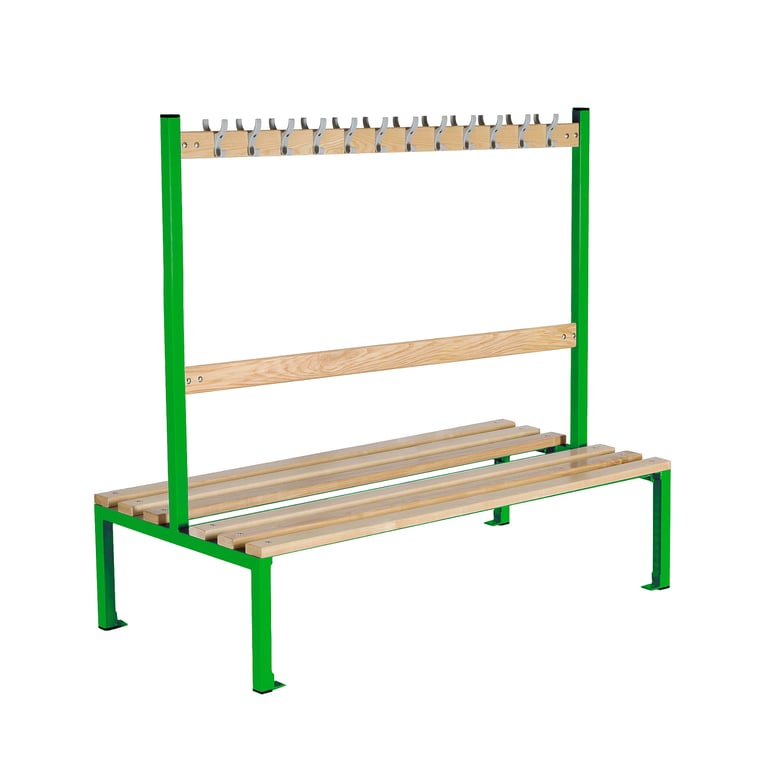 Double school bench ELITE, 24 hooks, 1500x760x1370 mm, green | AJ ...