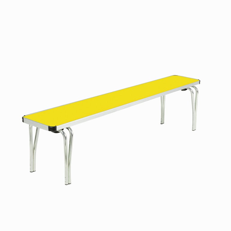 Stacking bench CONTOUR, 1830x254x432 mm, yellow | AJ Products IE