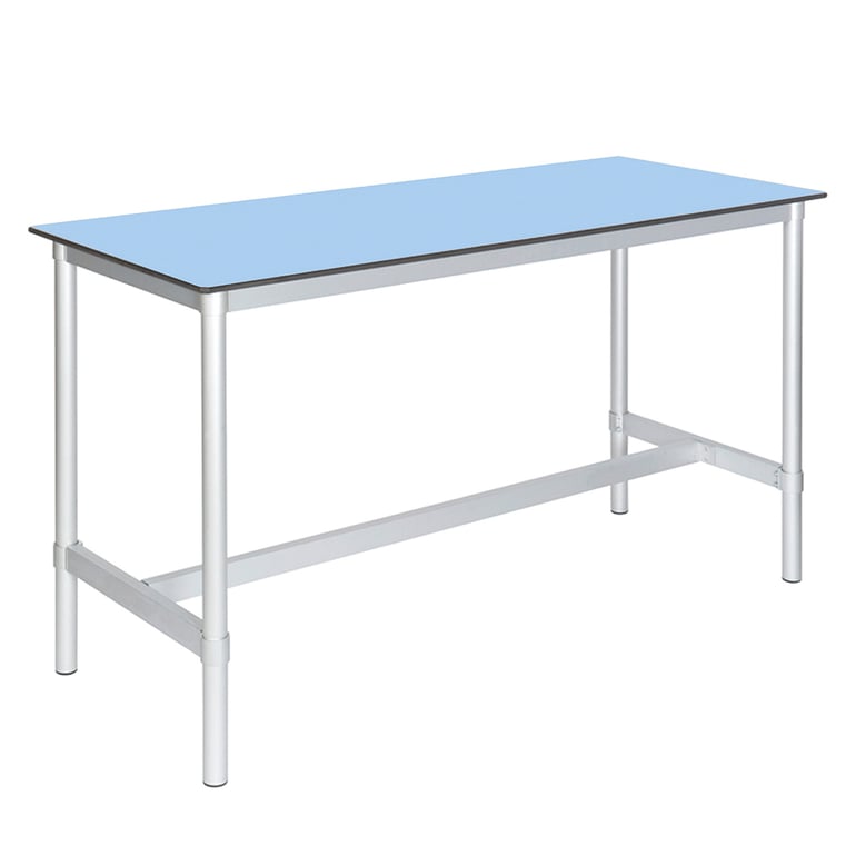 Premium lab table ENVIRO, 1500x600x900 mm, light blue, silver | AJ ...