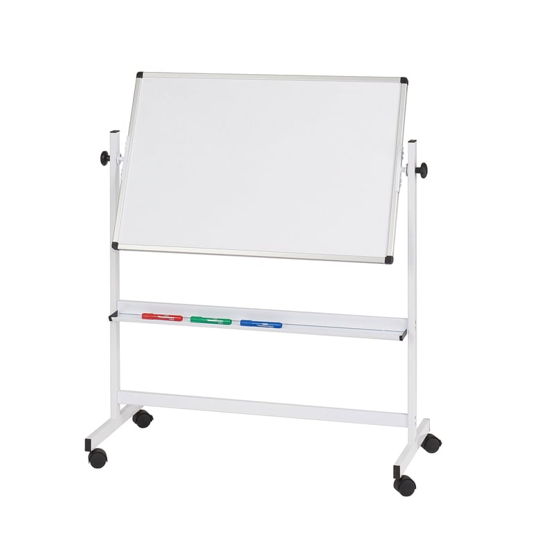 Junior rotating mobile whiteboard, 900x600 mm, white frame | AJ Products IE
