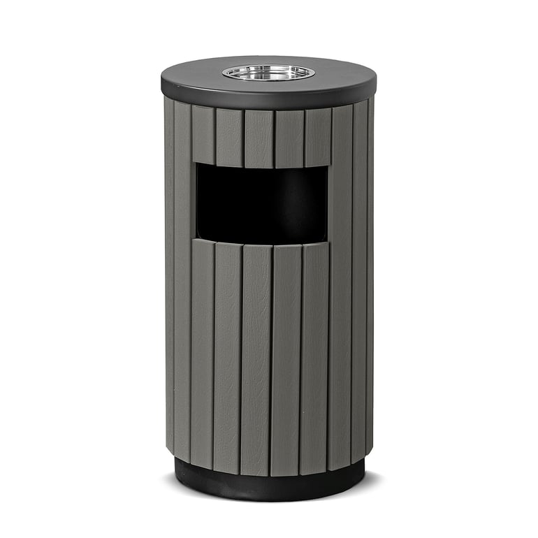 Levně Venkovní odpadkový koš MURRAY, s popelníkem, 33 l, šedý