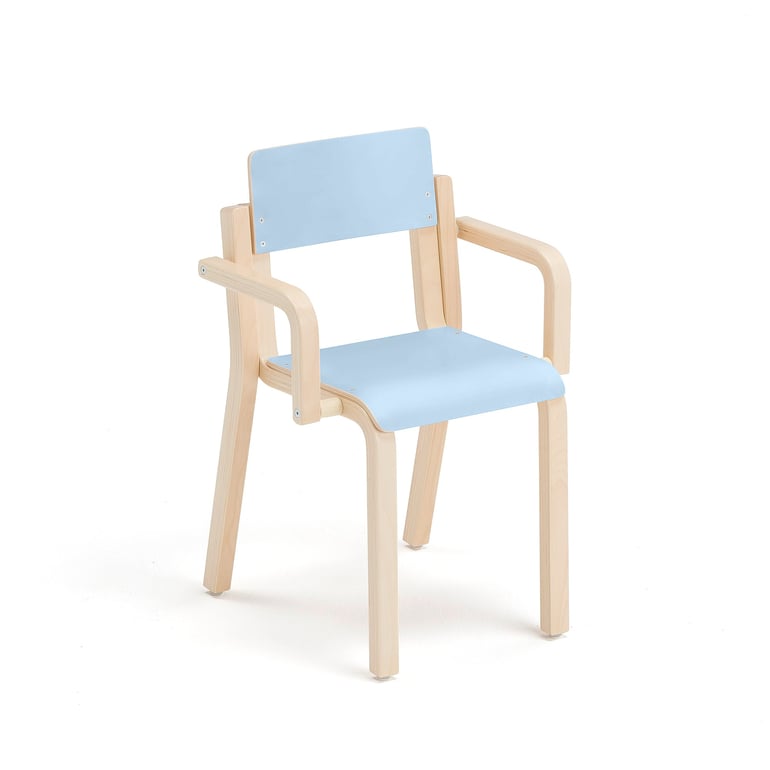 Levně Dětská židle DANTE, s područkami, výška 380 mm, bříza/modrá