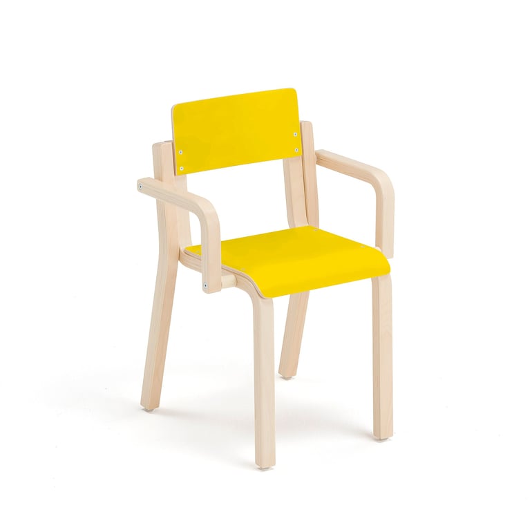 Levně Dětská židle DANTE, s područkami, výška 380 mm, bříza/žlutá