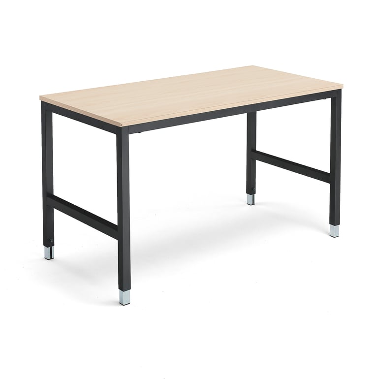 Work table OPTION, 1400x700x720-900 mm, birch, black | AJ Products IE
