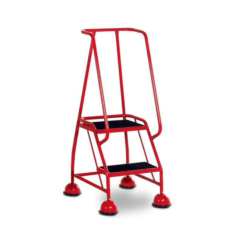Mobile steps, anti-slip, 2 treads, H 508 mm, red | AJ Products UK