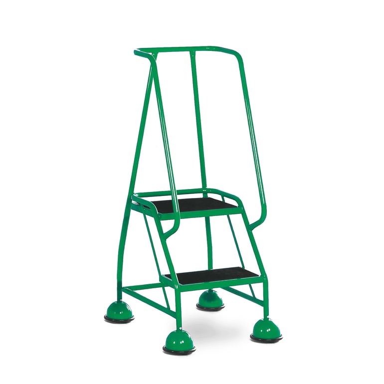 Mobile steps, anti-slip, 2 treads, H 508 mm, green | AJ Products UK
