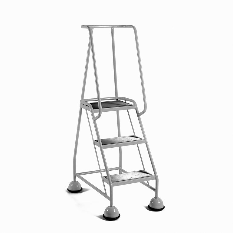 Mobile steps, anti-slip, 3 treads, H 762 mm, grey | AJ Products IE