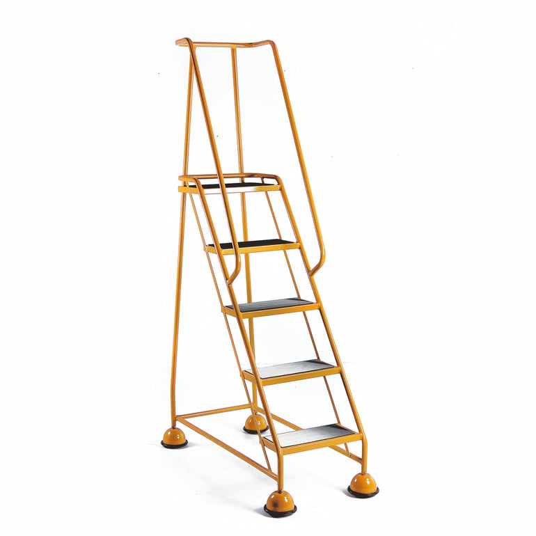 Mobile steps, rubber, 5 treads, H 1270 mm, yellow | AJ Products UK