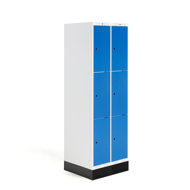 Student locker ROZ, 2 modules, 6 doors, 1890x600x550 mm, blue, incl ...