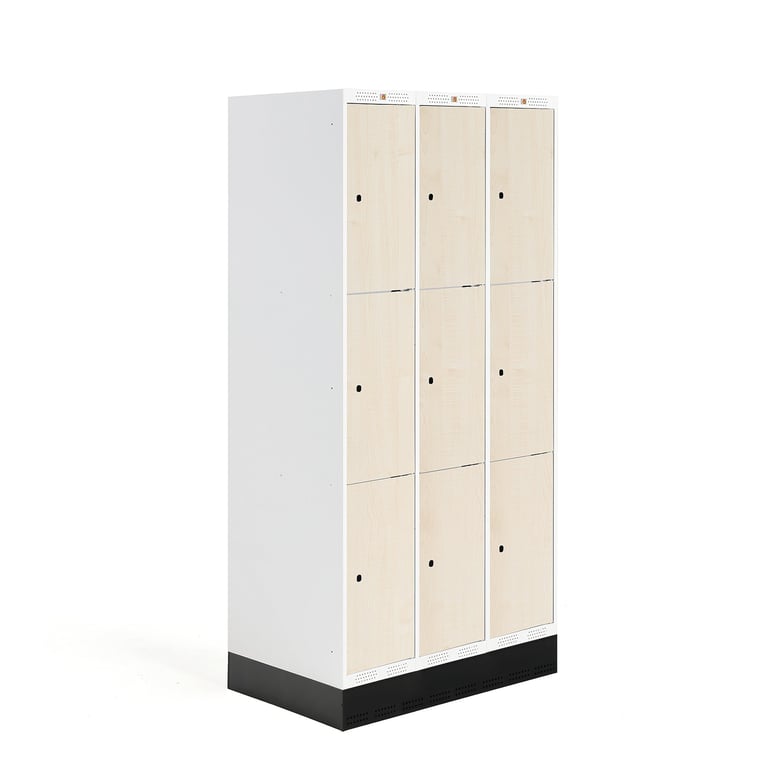 Student locker ROZ, 3 modules, 9 doors, 1890x900x550 mm, birch, incl ...