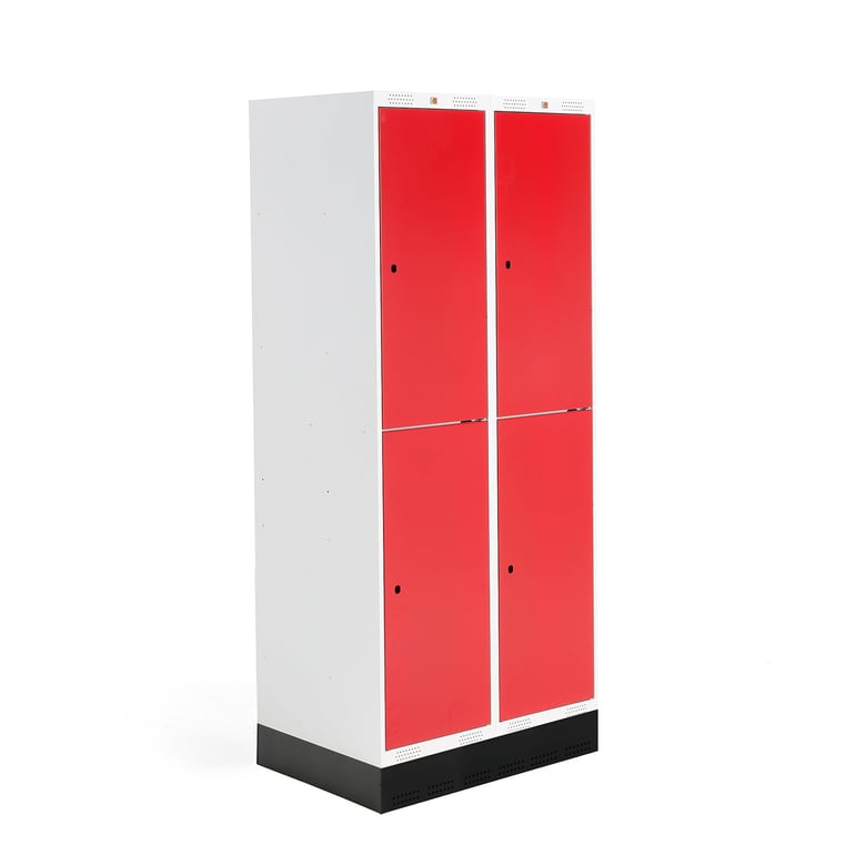 Student locker ROZ, 2 modules, 4 doors, 1890x800x550 mm, red, incl ...