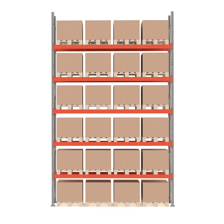 Levně Paletový regál ULTIMATE, 24 palet, 500 kg/paleta, výška 6000 mm