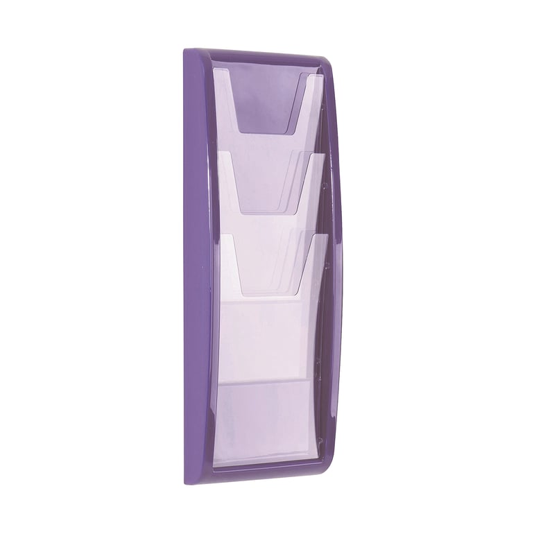 Brochure rack PANORAMA, A5, 4 comps, 184x521 mm, purple | AJ Products UK