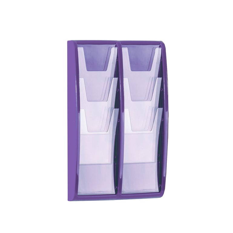 Brochure rack PANORAMA, A5, 8 comps, 352x521 mm, purple | AJ Products UK