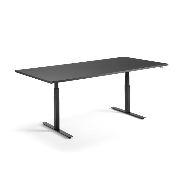 Standing conference table MODULUS, 2400x1200 mm, black frame, black ...