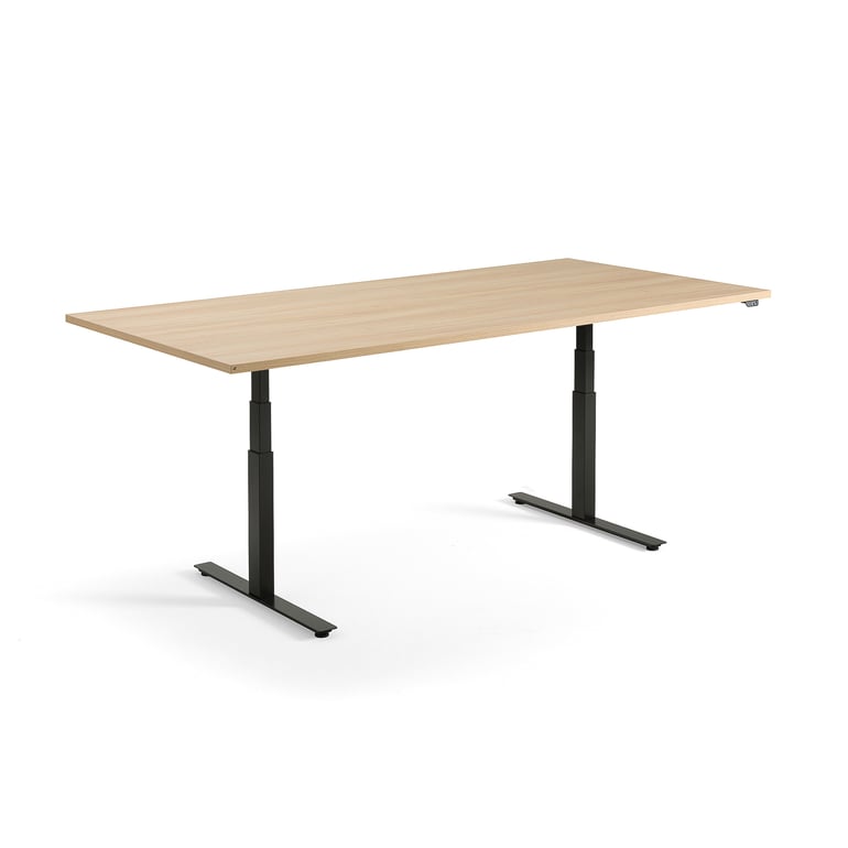 Standing conference table MODULUS, 2400x1200 mm, black frame, oak | AJ ...