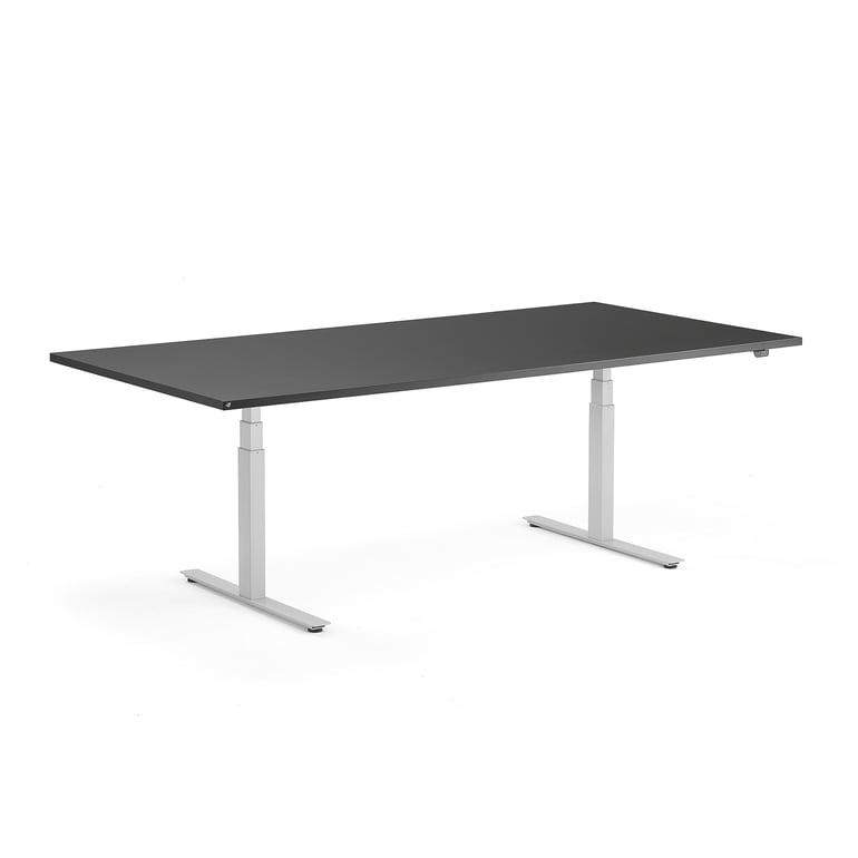 Standing Table Module Standing conference table MODULUS, 2400x1200 mm, silver frame, black ...