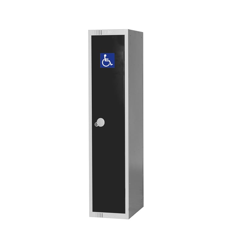 Disability locker, 1 door, 1370x300x300 mm, black | AJ Products UK