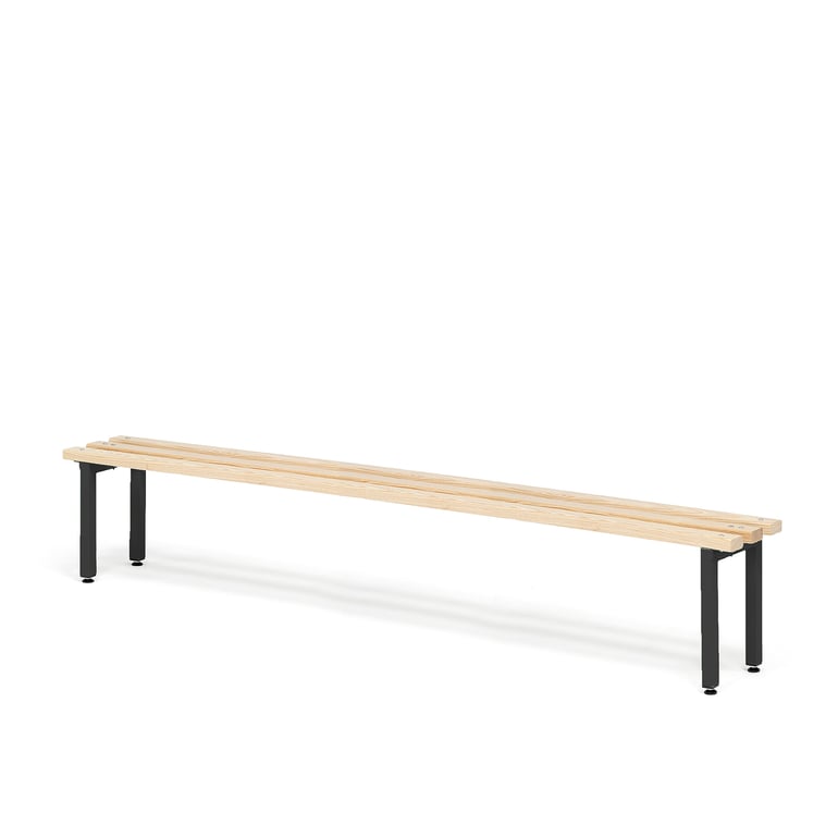 Changing room bench ELITE, 1800x300x390 mm, beech, black | AJ Products UK