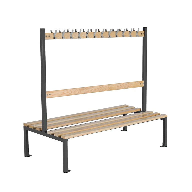 Double school bench ELITE, 24 hooks, 1500x760x1370 mm, dark grey | AJ ...
