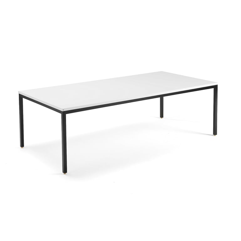 Levně Jednací stůl QBUS, 2400x1200 mm, 4 nohy, černý rám, bílá
